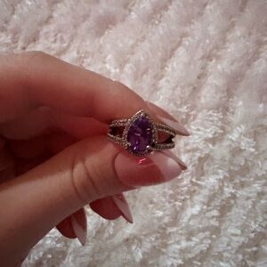 Elegant Purple Teardrop Ring